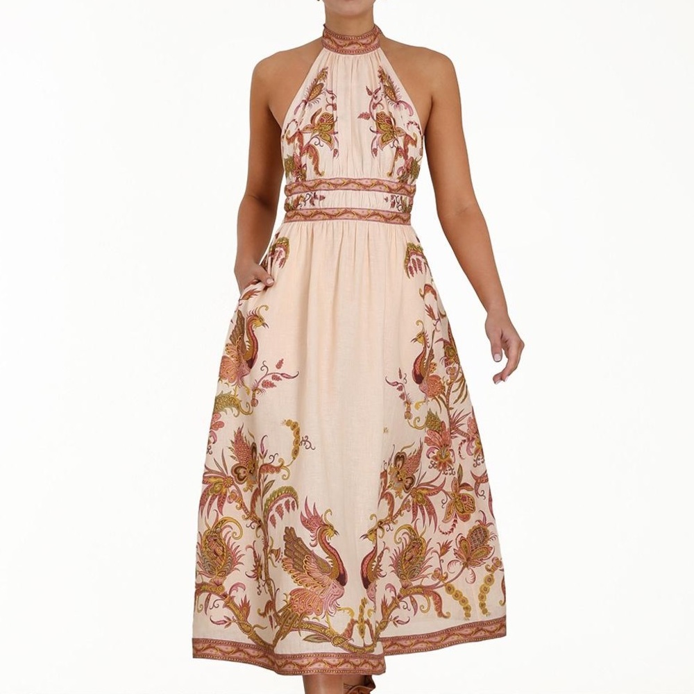 Zimmermann Cassia Halter Linen Dress
